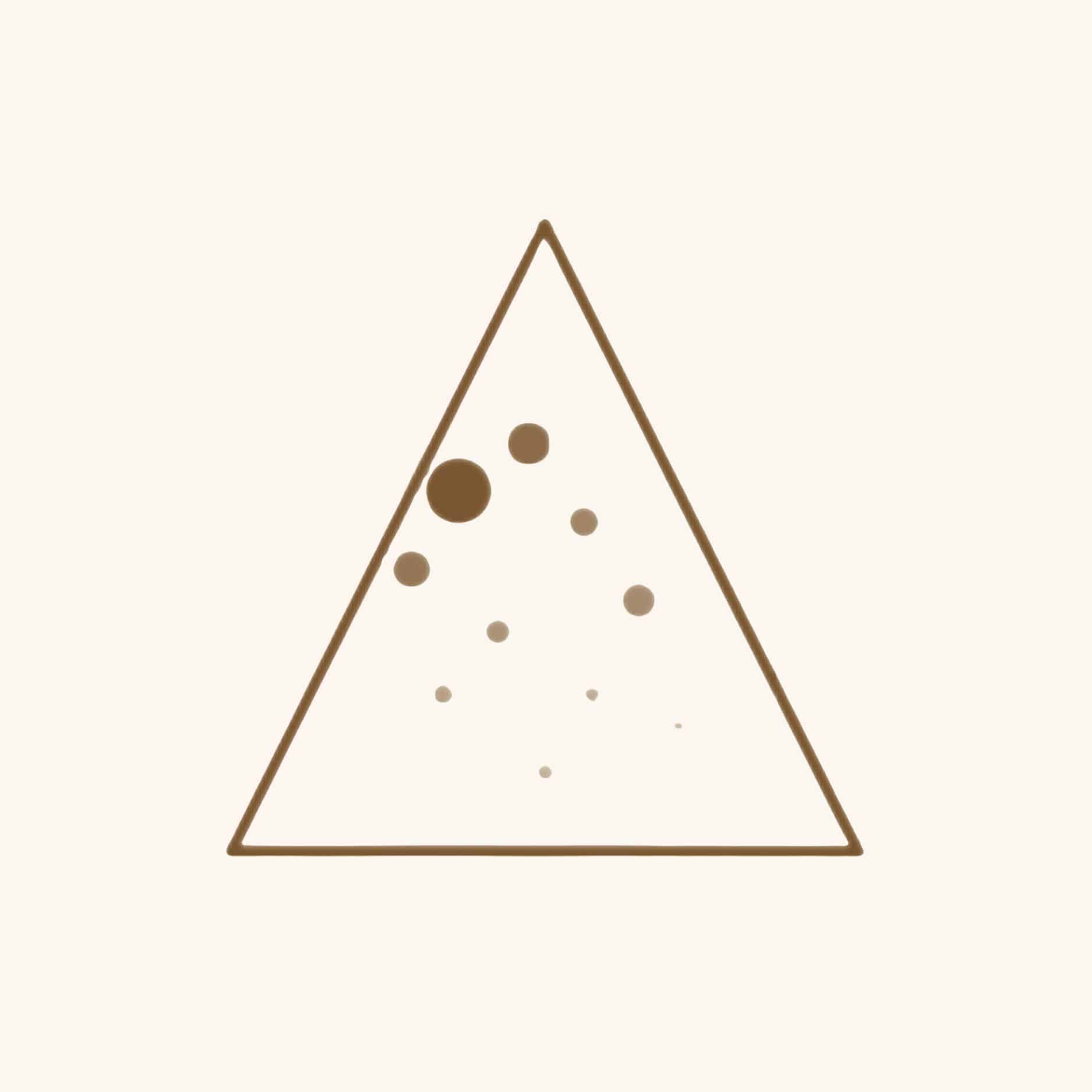Triangle icon with scattered dark dots representing skin discoloration