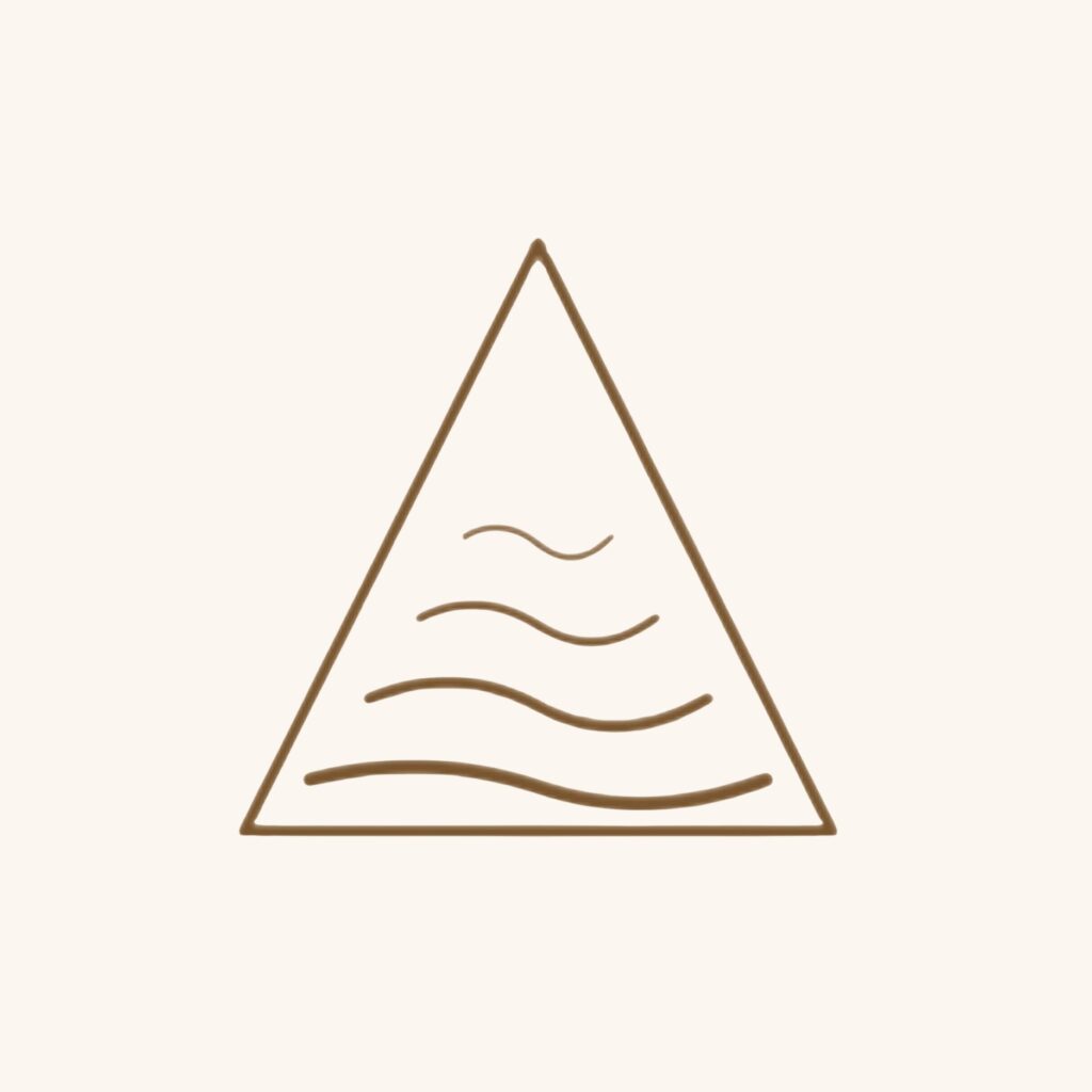 Triangle icon with wavy lines representing fine lines