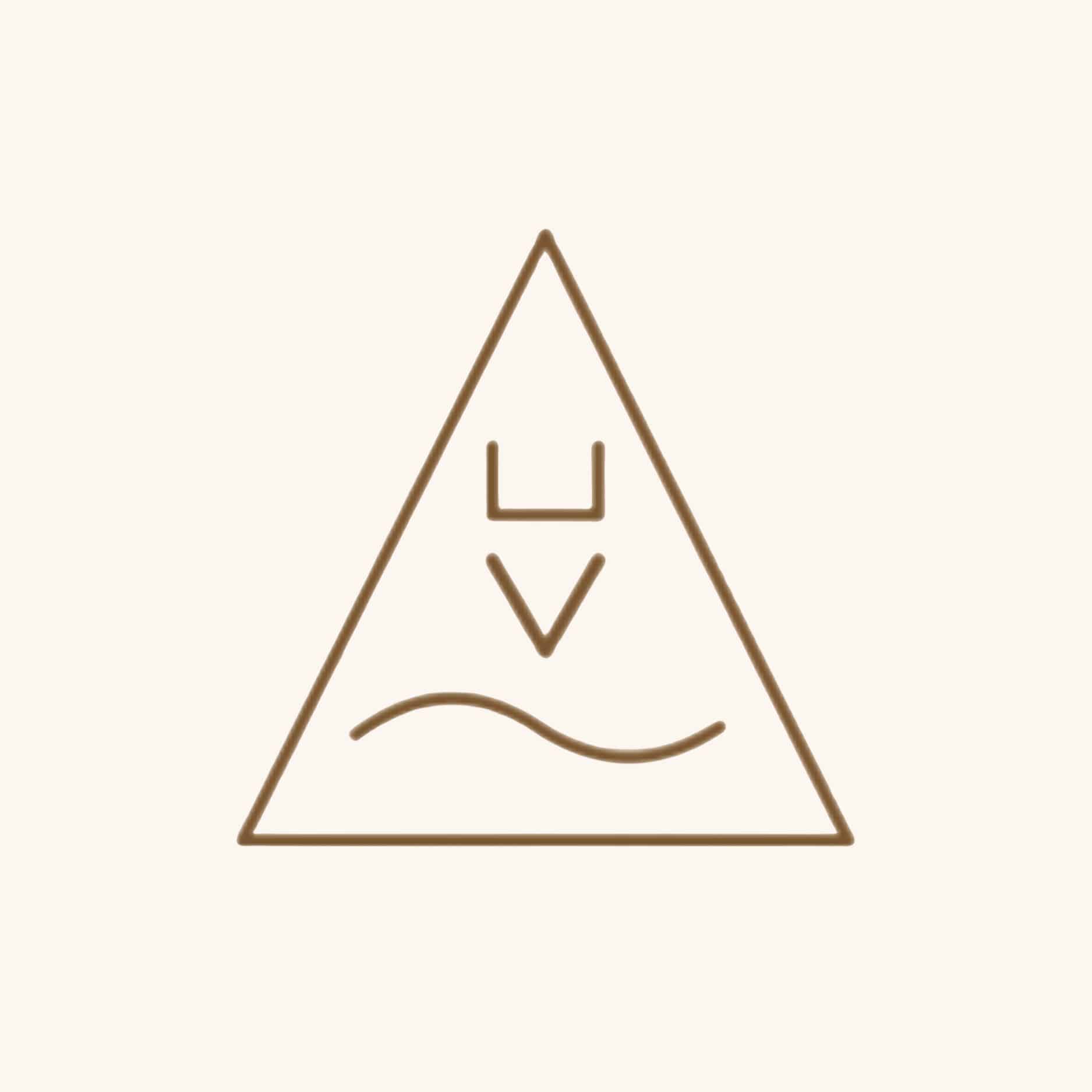 Triangle icon with curved line shapes representing acne
